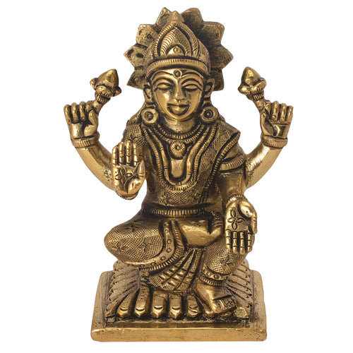 Brass Laxmi Ji Maha Lakshmi Idol Murti Statue for Home Pooja Puja Office Mandir Table Decor Items Collectible Handicraft Art,